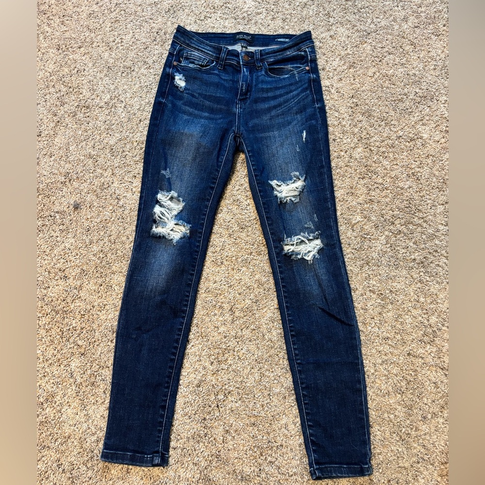 Distressed Blue Jeans